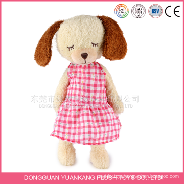 Wholesale Best Made Stuffed 35cm Plush Big Head Dog Doll with Dress